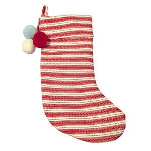 NWOT Hearth & Heart Magnolia Holiday Christmas Stocking Pom Horizontal Stripe